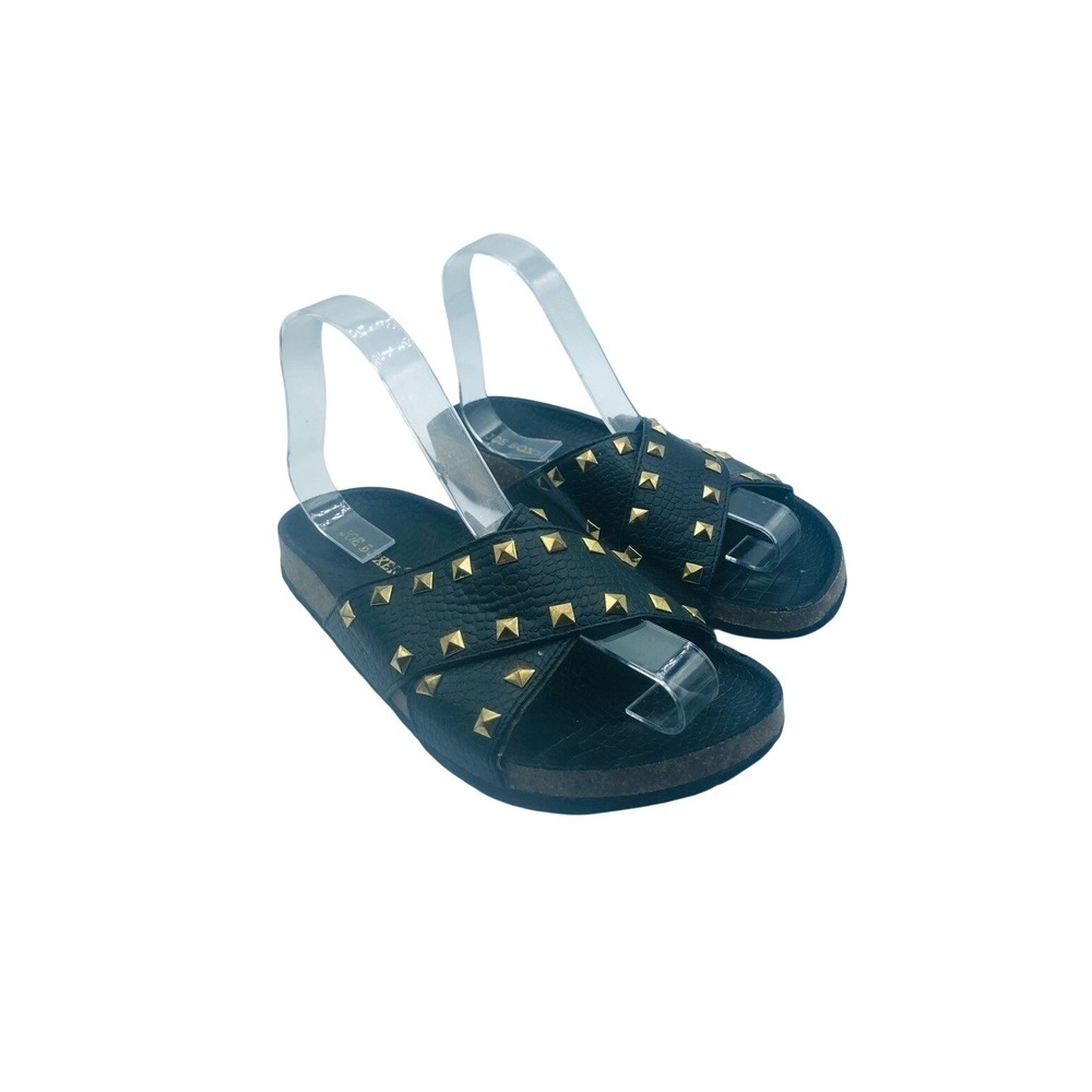 Joe boxer women's black slides with gold studs size 7 1/2